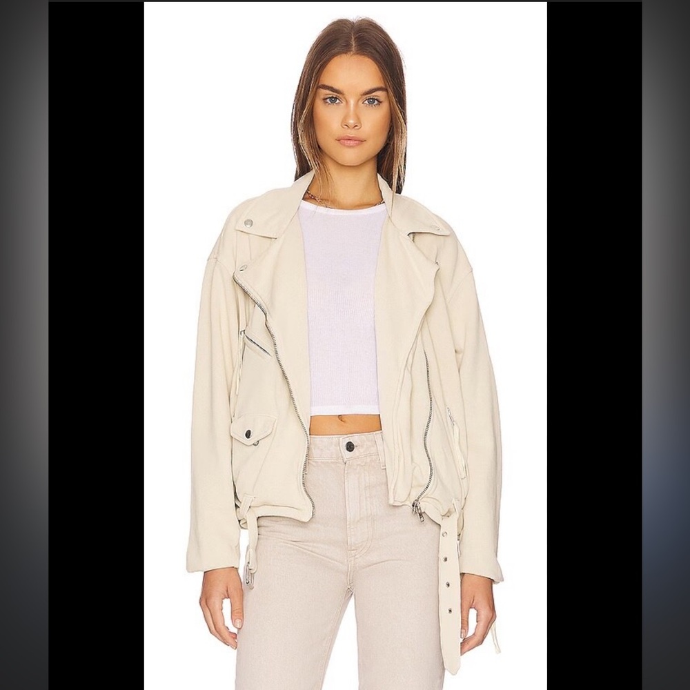Free People Rebel Beige Moto Jacket